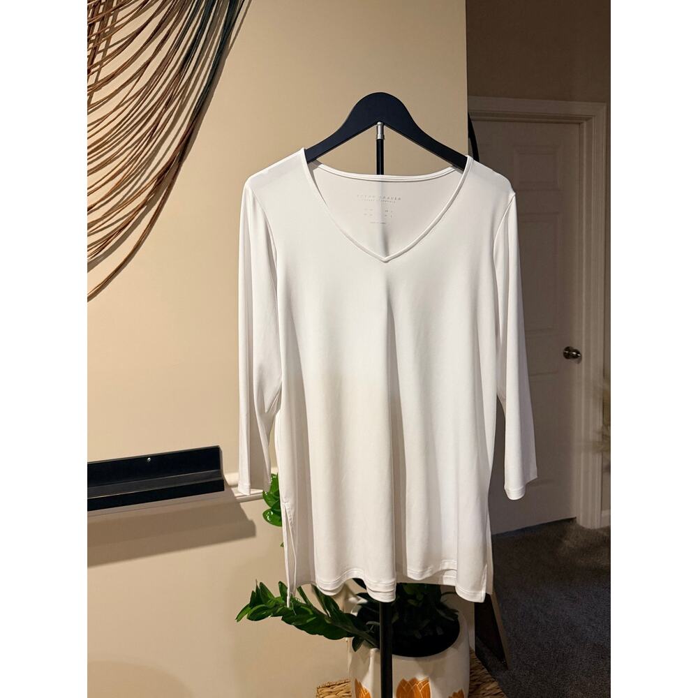3 for $9 Susan Graver White flowy Tunic Tee Shirt Women's EUC M